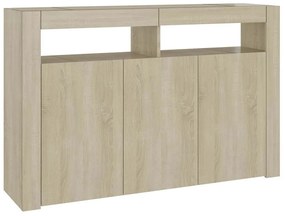 Aparador com luzes LED 115,5x30x75 cm carvalho sonoma