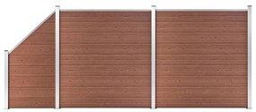 vidaXL Painel vedação WPC 2 quadrados + 1 inclinado 446x186cm castanho