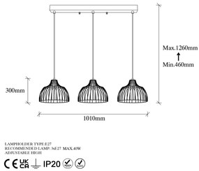Chandelier Kozan – Dourado Brilhante – 101 x 28 x 126 cm