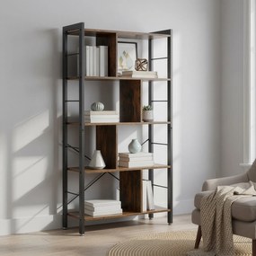 Estante de 5 níveis sala, escritório 30 x 74 x 154,5 cm (P x L x A) castanho-preto