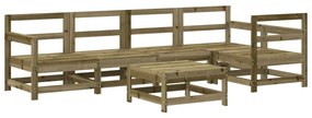 6 pcs conjunto lounge de jardim c/ almofadões pinho impregnado