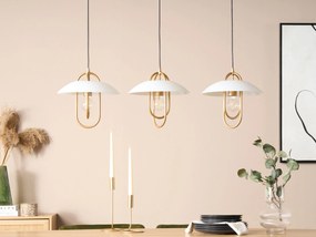 Candeeiro suspenso para 3 lâmpadas em metal dourado NATTAI Beliani
