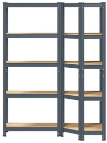 Estante 5 prateleiras 2 pcs madeira processada/aço antracite