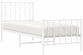 Estrutura de cama com cabeceira e pés 75x190 cm metal branco