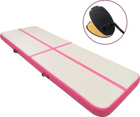 vidaXL Colchão de ginástica insuflável c/ bomba 400x100x20 cm PVC rosa