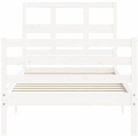 Estrutura cama de solteiro c/ cabeceira madeira maciça branco
