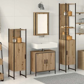 vidaXL Conjunto de Mobiliário para Banheiro de 4 Peças em Carvalho Artisan e Madeira Derivada