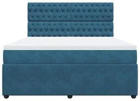 Cama com molas/colchão 180x200 cm veludo azul