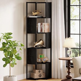 Tribesigns Bucher Regal Eck 171 cm para sala Lar Office 6 Stock Small Book Shelf Free -prateleira de canto de canto prateleira de exibição com moldura de metal preto