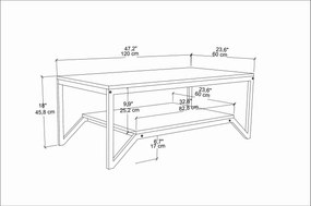 Mesa de Café Flora - Branca - 120cm x 60cm x 45,8cm