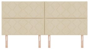 Cabeceira LED Conjunto de 3 Creme Tecido 200 cm Moderna