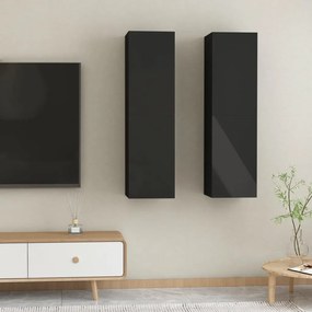 vidaXL Móveis de TV 2 pcs derivados de madeira preto brilhante