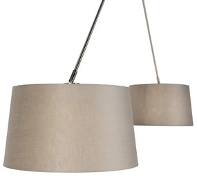 Candeeiro de suspensão com cortinas de linho taupe 35 cm - aço Blitz II Country / Rústico,Moderno