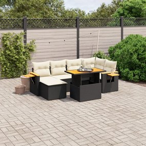 vidaXL 8 pcs conjunto sofás de jardim com almofadões vime PE preto