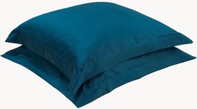 Fronhas de almofada em cetim de algodão Petrol Blue, conjunto de 2