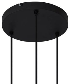 Candeeiro Pendente Moderno Preto com Vidro Fumê 3 Luzes - Dame