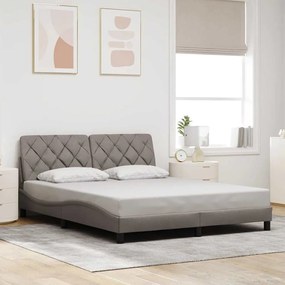 Cama sem colchão 160x200 cm tecido castanho-acinzentado