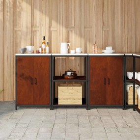 vidaXL Conjunto de Armazenamento de Cozinha 3 pcs Ferro Enferrujado