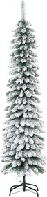 HOMCOM Árvore de Natal Estreita Nevada 180 cm com 395 Ramos e Suporte Metálico Dobrável para Sala de Estar, Interior, Verde | Aosom Portugal