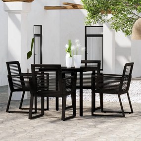 5 pcs conjunto de jantar para jardim preto