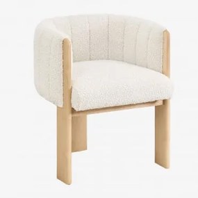 Pacote De 4 Cadeiras De Jantar Em Madeira De Freixo E Tecido Leo Bouclé Tecido Bouclé Off White - Sklum