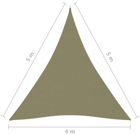 Para-sol estilo vela tecido oxford triangular 4x5x5 m bege