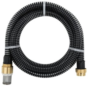 151062 vidaXL Mangueira de sucção com conectores de latão 1,1" 10 m PVC preto