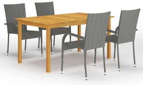 5 pcs conjunto de jantar para jardim cinzento