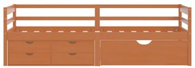 Cama com gavetas e móvel 90x200 cm pinho maciço castanho-mel