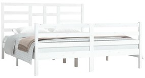 Estrutura de cama 160x200 cm madeira maciça branco