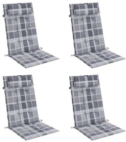 Almofadões cadeira encosto alto 4pcs tecido oxford xadrez cinza