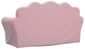 Sofá-cama infantil de 2 lugares pelúcia macia rosa