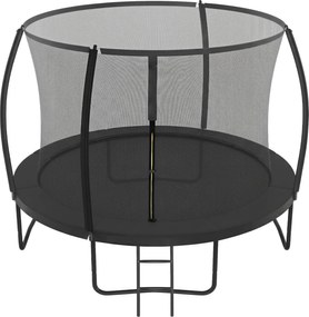 Trampolim jardim 366 cm (diâmetro) com rede de segurança para crianças, varas curvas Preto