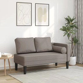 Chaise lounge com almofadões tecido cinzento-acastanhado