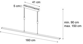 Candeeiro Pendente Moderno Preto com LED 3-Estágios Dimerizável - Benson Moderno