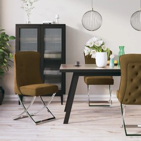 vidaXL Cadeira de jantar 53x52x98 veludo e aço inoxidável castanho