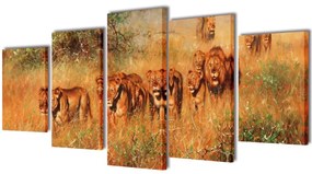 Políptico com impressão leões 100x50 cm