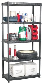 vidaXL Unidade com 5 prateleiras 91,5x45,7x185 cm plástico preto