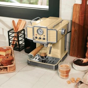 Máquina de café Expresso Power Espresso 20 Tradizionale com 20 bares, manómetro e vaporizador orientável Amarela