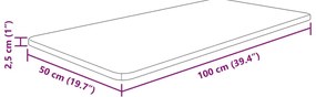 Bancada p/ casa de banho 100x50x2,5 madeira maciça não tratada