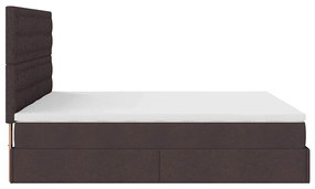 Estrutura de cama otomana com colchões tecido castanho escuro