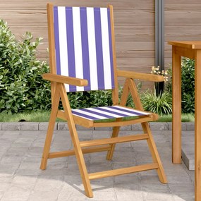 vidaXL Cadeiras jardim 2 pcs madeira acácia maciça/tecido azul/branco