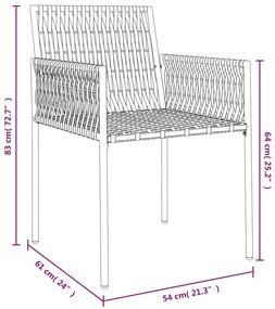 Cadeiras jardim c/ almofadões 2pcs 54x61x83 cm vime PE castanho