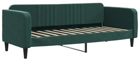 Sofá-cama c/ gavetão e colchões 80x200cm veludo verde-escuro