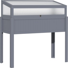 Outsunny Canteiro elevado em madeira com estufa 2 em 1 Casa de tomates Canteiro de legumes Canteiro de ervas Caixa de plantio para jardim, varanda e terraço Policarbonato Cinza 120 x 54 x 112/122 cm | Aosom Portugal