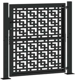Portão de jardim 105x106 cm design cruzado de aço preto