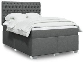 vidaXL Cama com molas/colchão 160x200 cm tecido cinzento-escuro