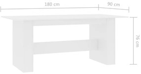 Mesa de jantar 180x90x76 cm derivados de madeira branco