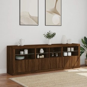 Aparador com luzes LED 202x37x67 cm carvalho castanho