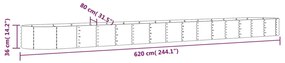 Canteiro elevado jardim 620x80x36 aço revestido a pó antracite